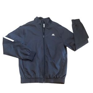 Russell Navy White Lightweight Track Jacket Windbreaker Full Zip Size S